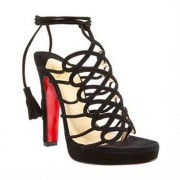 Replica Christian Louboutin Tasseled 120mm Sandals Black Cheap Fake Shoes