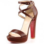 Replica Christian Louboutin Summerissima 140mm Sandals Brown Cheap Fake Shoes