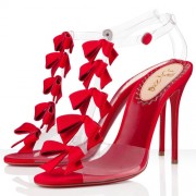 Replica Christian Louboutin Bow Bow 100mm Sandals Red Cheap Fake Shoes