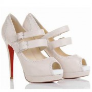 Replica Christian Louboutin Luly 140mm Mary Jane Pumps White Cheap Fake Shoes