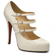 Replica Christian Louboutin Dillian 120mm Mary Jane Pumps White Cheap Fake Shoes