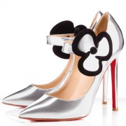 Replica Christian Louboutin Pensee 120mm Mary Jane Pumps Silver Cheap Fake Shoes