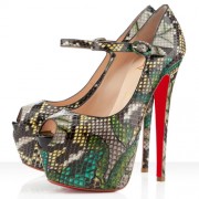 Replica Christian Louboutin Lady Highness 160mm Mary Jane Pumps Green Cheap Fake Shoes
