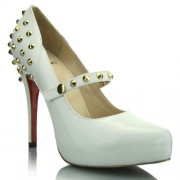 Replica Christian Louboutin Mad 120mm Mary Jane Pumps White Cheap Fake Shoes
