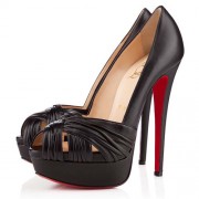 Replica Christian Louboutin Jenny 140mm Peep Toe Pumps Black Cheap Fake Shoes