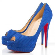 Replica Christian Louboutin Altadama 140mm Peep Toe Pumps Blue Powder Cheap Fake Shoes