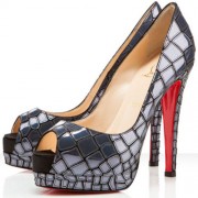 Replica Christian Louboutin Sobek 100mm Peep Toe Pumps Navy Cheap Fake Shoes