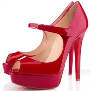 Replica Christian Louboutin Bana 140mm Peep Toe Pumps Red Cheap Fake Shoes