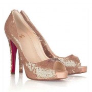 Replica Christian Louboutin Very Prive 120mm Peep Toe Pumps Brown Cheap Fake Shoes