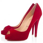 Replica Christian Louboutin Very Prive 120mm Peep Toe Pumps Red Cheap Fake Shoes