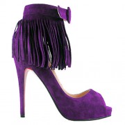 Replica Christian Louboutin Short Tina Fringe 120mm Special Occasion Parme Cheap Fake Shoes