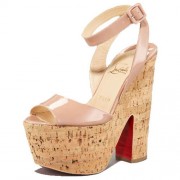 Replica Christian Louboutin Super Dombasle 140mm Wedges Nude Cheap Fake Shoes