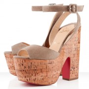 Replica Christian Louboutin Super Dombasle 140mm Wedges Taupe Cheap Fake Shoes