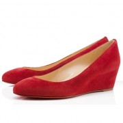 Replica Christian Louboutin New Peanut 40mm Wedges Red Cheap Fake Shoes