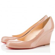 Replica Christian Louboutin Miss Boxe 80mm Wedges Nude Cheap Fake Shoes