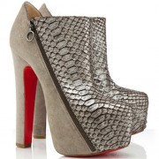 Replica Christian Louboutin 4A 160mm Ankle Boots Taupe Cheap Fake Shoes