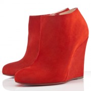 Replica Christian Louboutin Belle Zeppa 100mm Ankle Boots Red Cheap Fake Shoes