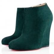 Replica Christian Louboutin Belle Zeppa 100mm Ankle Boots Green Cheap Fake Shoes