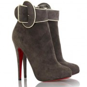 Replica Christian Louboutin Trottinette 140mm Ankle Boots Brown Cheap Fake Shoes