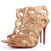 Replica Christian Louboutin Valonana 100mm Ankle Boots Gold Cheap Fake Shoes