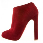 Replica Christian Louboutin Vicky Booty 120mm Ankle Boots Red Cheap Fake Shoes