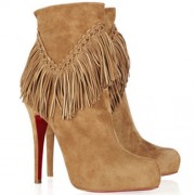 Replica Christian Louboutin Rom 120mm Ankle Boots Camel Cheap Fake Shoes