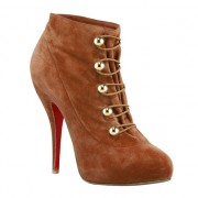 Replica Christian Louboutin Fifre Corset 120mm Ankle Boots Brown Cheap Fake Shoes