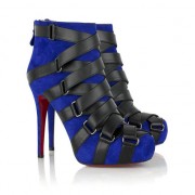 Replica Christian Louboutin Nitoinimoi Bandage 120mm Ankle Boots Navy Cheap Fake Shoes