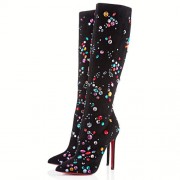Replica Christian Louboutin Pigalle Botta Strass 120mm Boots Black Cheap Fake Shoes