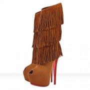 Replica Christian Louboutin Highness Tina 160mm Boots Brown Cheap Fake Shoes