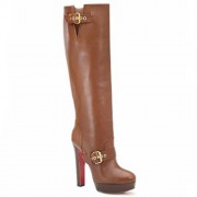 Replica Christian Louboutin Harletty 140mm Boots Brown Cheap Fake Shoes