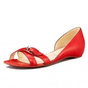 Replica Christian Louboutin Atalanta Flat Sandals Red Cheap Fake Shoes