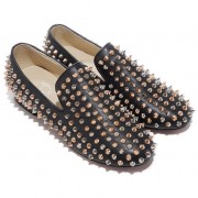 Replica Christian Louboutin Rolling Spikes Loafers Black Cheap Fake Shoes