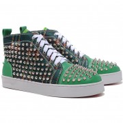 Replica Christian Louboutin Louis Spikes Sneakers Green Cheap Fake Shoes