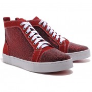 Replica Christian Louboutin Louis TarTaupe Sneakers Red Cheap Fake Shoes