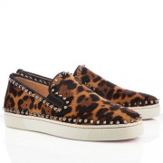 Replica Christian Louboutin Pik Boat Sandals Leopard Cheap Fake Shoes