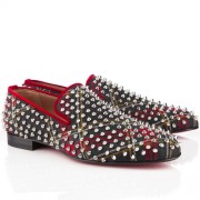 Replica Christian Louboutin Rollerboy Spikes Loafers Red Cheap Fake Shoes