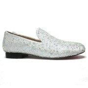 Replica Christian Louboutin Strass Loafers White Cheap Fake Shoes