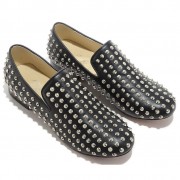 Replica Christian Louboutin Rollerboy Spikes Loafers Black Cheap Fake Shoes