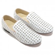 Replica Christian Louboutin Rollerboy Spikes Loafers White Cheap Fake Shoes