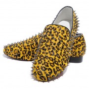 Replica Christian Louboutin Rollerboy Spikes Loafers Gold Cheap Fake Shoes