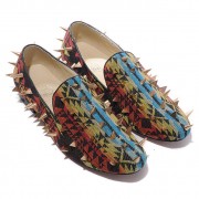 Replica Christian Louboutin Rollerboy Spikes Loafers Multicolor Cheap Fake Shoes