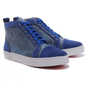 Replica Christian Louboutin Louis Rhinestones Sneakers Blue Cheap Fake Shoes