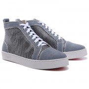 Replica Christian Louboutin Louis Rhinestones Sneakers Grey Cheap Fake Shoes