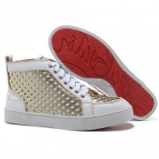 Replica Christian Louboutin Louis Spikes Sneakers White Cheap Fake Shoes