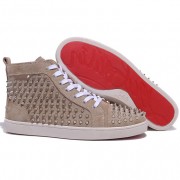 Replica Christian Louboutin Louis Spikes Sneakers Taupe Cheap Fake Shoes