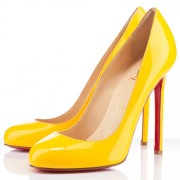 Replica Christian Louboutin Lady Lynch 120mm Pumps Yellow Cheap Fake Shoes