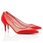 Replica Christian Louboutin Mireille Mesh 80mm Pumps Red Cheap Fake Shoes