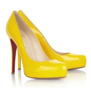 Replica Christian Louboutin Rolando 120mm Pumps Yellow Cheap Fake Shoes