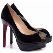 Replica Christian Louboutin Altadama 140mm Peep Toe Pumps Black Cheap Fake Shoes